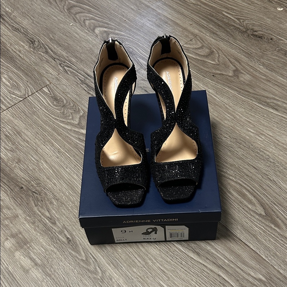 Adrienne Vittadini Glitter Black Heels